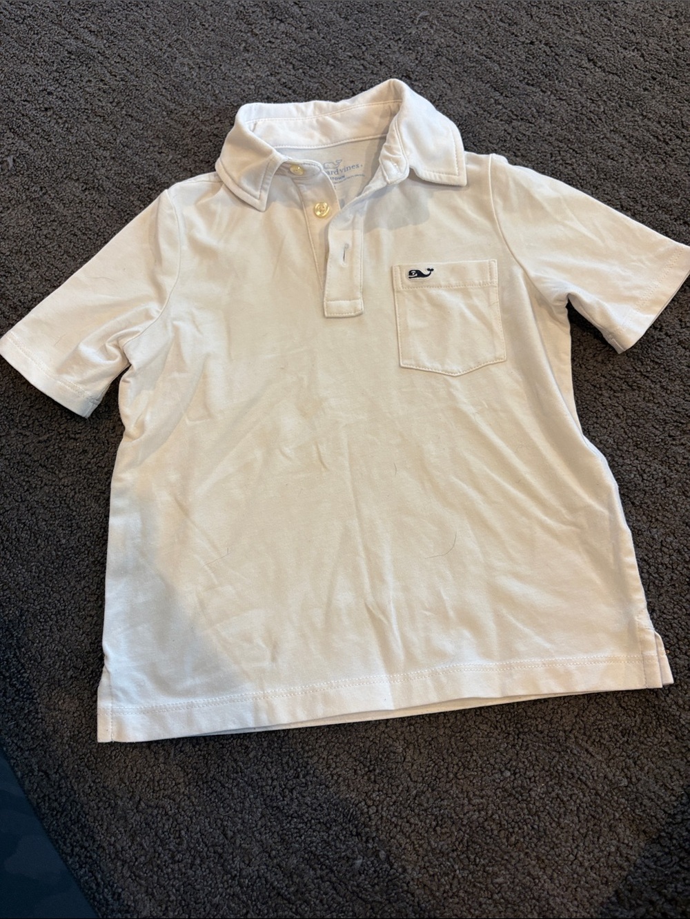 Vineyard Vines Kids Edgartown White Short-Sleeve Pocket Polo with Whale Logo